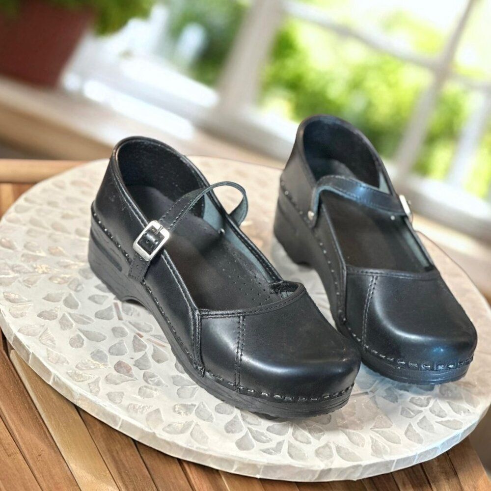 Bjork Swedish MARCELLA Mary Jane Handmade Leather Clogs Comfort Shoes Size 36 EU